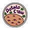 Potato crew hand drawn vector vegan logotype in cartoon comic style eyes