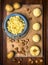 Potato dumplings with crouton, preparation on cutting board, germany national food