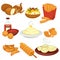 Potato food dishes snacks and cooked products vector flat icons