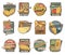 Potato food products, vector icons