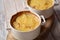 Potato gratin in baking white cocotte