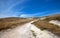 Potato Harbor Road hiking trail under blue sky on Santa Cruz island in the Channel Islands National Park