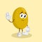 Potato mascot and background goodbye pose