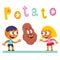 Potato mascot character with kids