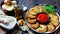 Potato pancakes with cottage cheese on a plate