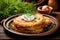 Potato pancakes or latkes or draniki with sour cream