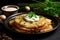 Potato pancakes or latkes or draniki with sour cream