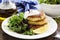 Potato patties with salad.