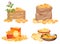 Potato products set vector flat illustration. Chips, boiled, baked, french fries, whole, slice, half