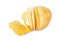 Potato slice into potato chips  on white background