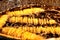 Potato spirals in boiling oil at a street stall