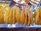 Potato twist chips spiral tornado potato closeup.