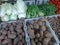 Potato and vegetable rack display at Asia traditional market