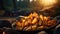 Potato wedges done on fire during camping