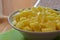 Potatoes, cut into small cubes in a deep plate.