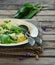 Potatoes ,ramson and green pea spring salad