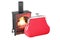 Potbelly stove, wood burner stove with purse coin, 3D rendering