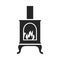 Potbelly wood-burning stove black minimalist icon vector illustration isolated.