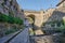 Potes medieval town with bridge and Deva river in its path. In the Liebana region.