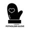 potholder glove icon, black vector sign with editable strokes, concept illustration