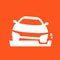 pothole icon with a car and road, vector