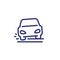 pothole line icon with car on the road