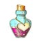 Potion Bottle With Blank Heart Form Color Label Vector