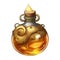 Potion bottle with magic elixir, cartoon glass flask with colorful glowing liquid and corkwood plugs. Witch poison gui or ui game