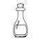 Potion glass bottle sketch. Alchemist magic elixir. Isolated vector illustration