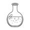 Potion glass bottle sketch. Alchemist magic elixir. Isolated vector illustration