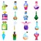 Potion icons set, cartoon style