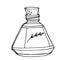 Potion, medicine, elixir, extracts, essential oil, medicine bottle illustration, drawing, engraving, ink, line, vector