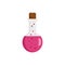 Potion pink flask icon, flat style