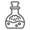 Potion in scale with stopper line icon, halloween concept, mana in bottle sign on white background, liquid charm in