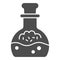 Potion in scale with stopper solid icon, halloween concept, mana in bottle sign on white background, liquid charm in