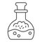 Potion in scale with stopper thin line icon, halloween concept, mana in bottle sign on white background, liquid charm in
