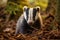 Potrait of cute adorable badger. AI Generative