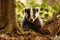 Potrait of cute adorable badger. AI Generative