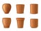 Pots for flowers, houseplants different shaped ceramic templates realistic set. Flowerpots, vases, urns.