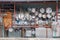 Pots and pans hung up in a Thai kitchen