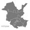 Potsdam city map with boroughs grey illustration silhouette shape