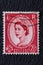 Potsdam, Germany - APR 26, 2022. A old of Great Britain United Kingdom issued stamp with portrait of Queen Elizabeth II with