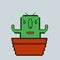 Potted Cactus Man Digital Drawing Craft Illustrations Pixel Art 3D Graphic Design