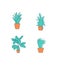 Potted indoor plants flat color vector object set