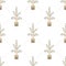 Potted olive tree seamless patter. Vector background for packaging, wallpapers, and cards. Naive tribal style, geometric