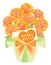 Potted orange carnation with a card of the Mother\\\'s Day.