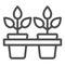 Potted plant line icon. Pots with plants vector illustration isolated on white. Growth outline style design, designed