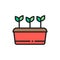 Potted plant, seed planting, agriculture flat color line icon.