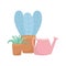 Potted plants watering can gardening isolated icon