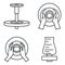 Potters wheel icon set, outline style